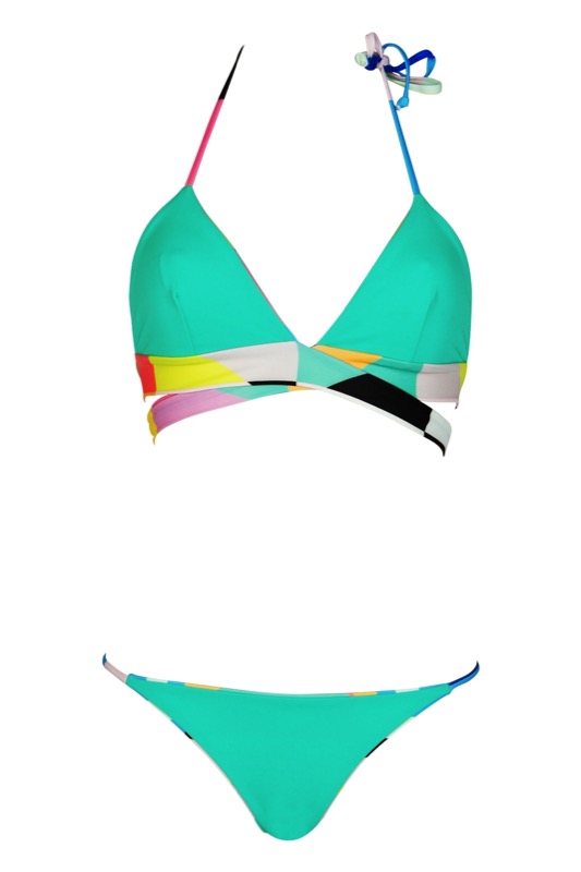 Reversible triangle bikini in Aqua