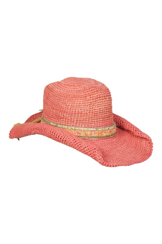 Cowboy hat in Rose with pearl trim