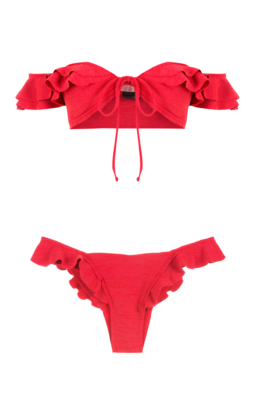 Hopi Padded Bandeau Bikini Red