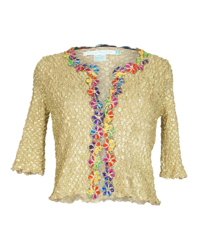 Jacket with flora embroidery in gold