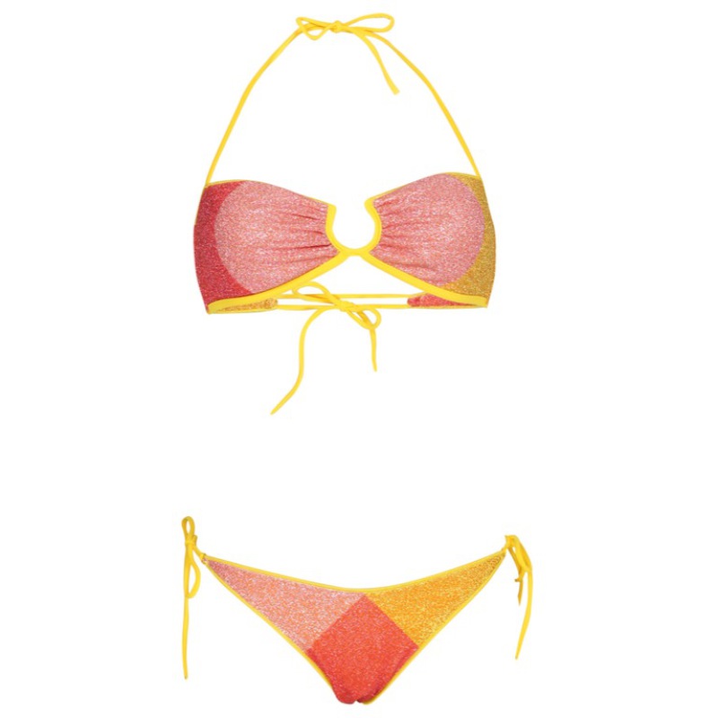 Lurex Padded Bandeau Bikini Yellow
