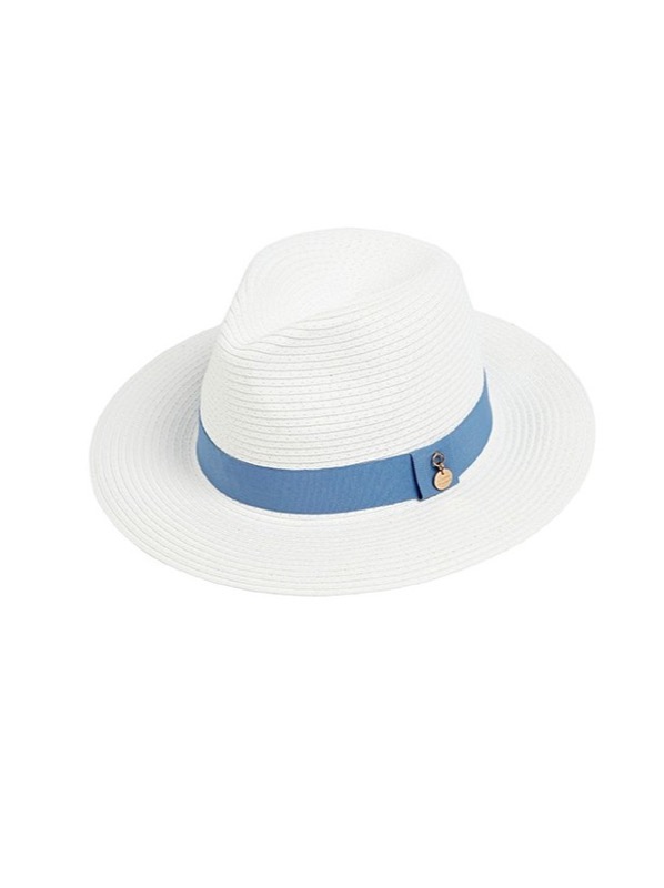 Fedora Hat White/Cornflower