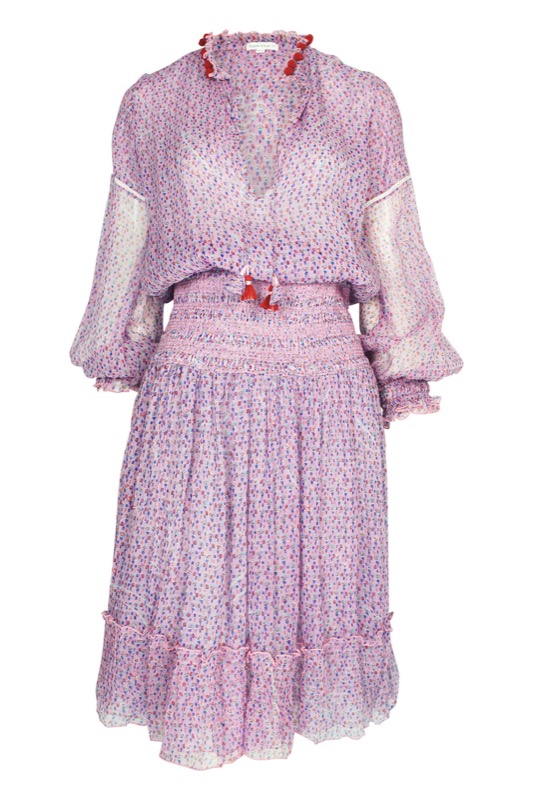 Clara mini dress in pink geo flower