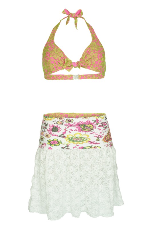 floral printed lace miniskirt 
