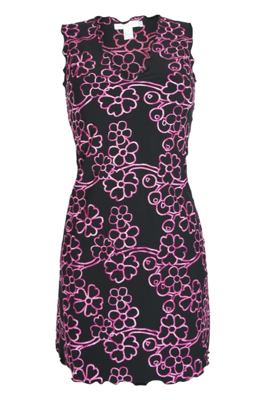 Flavia Padovan-Dress with floral embroidery in black