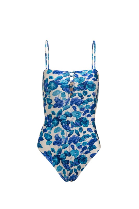 Floral Swimsuit with Buttons