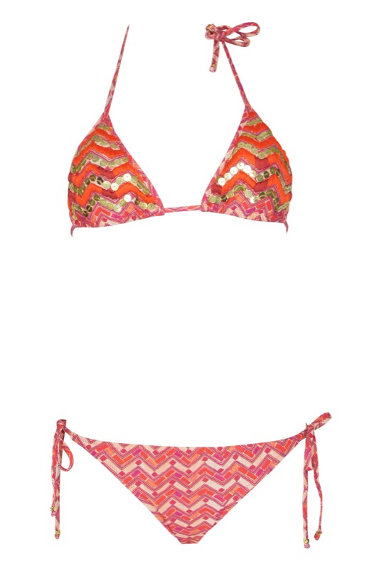 Padded Triangle Bikini with embroidery and sequins