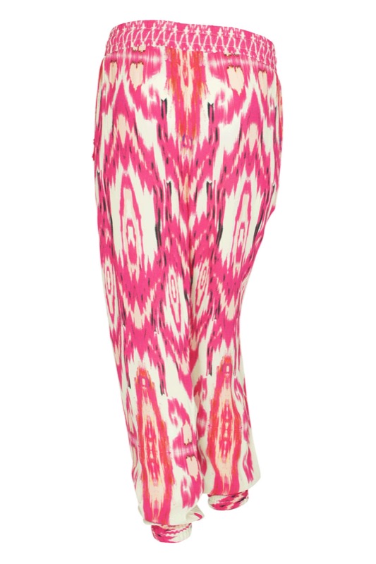 Ikat pants in pink with tassels