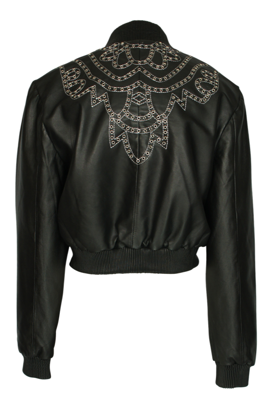 Bomber leather jacket with studs
