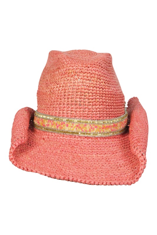Cowboy hat in Rose with pearl trim
