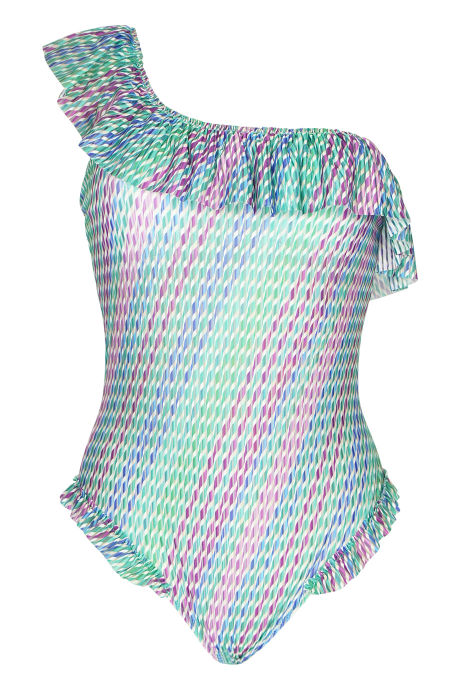 One-shoulder padded swimsuit in green