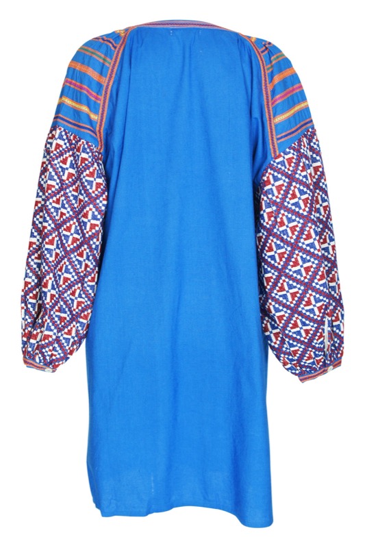 Balloon tunic blue with embroidery