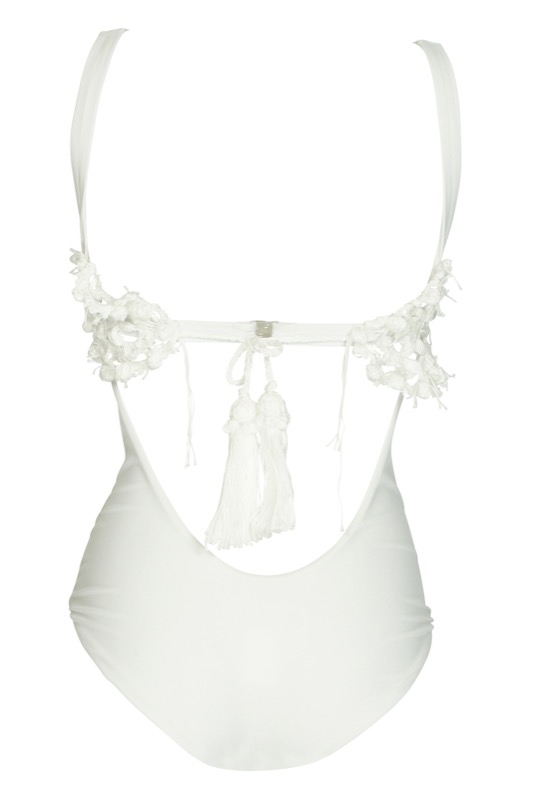 Swimsuit with crochet details in white 