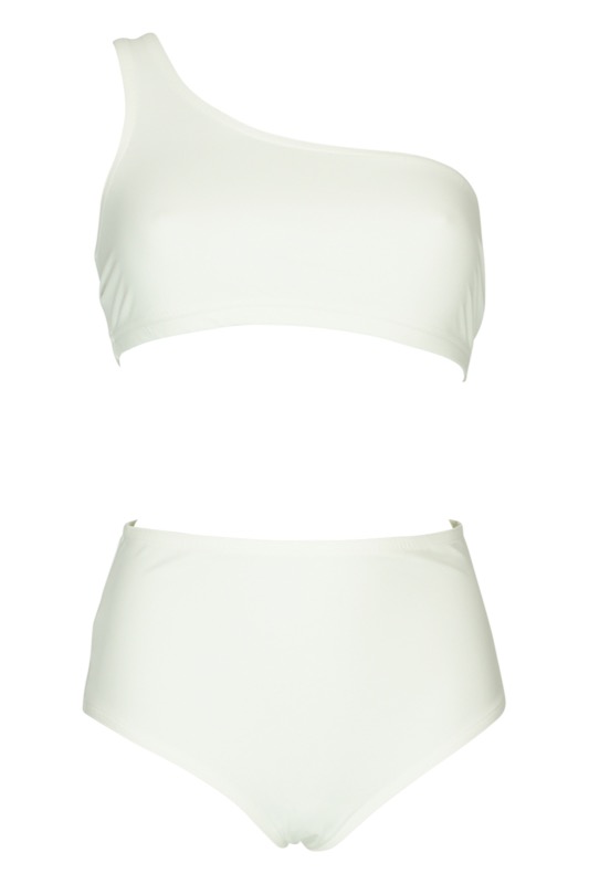 Basic One Shoulder Bikini White