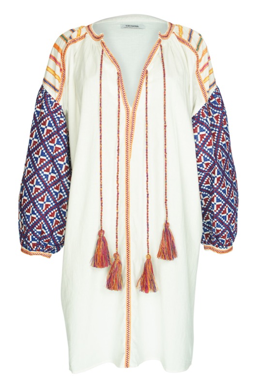 Balloon tunic white with embroidery