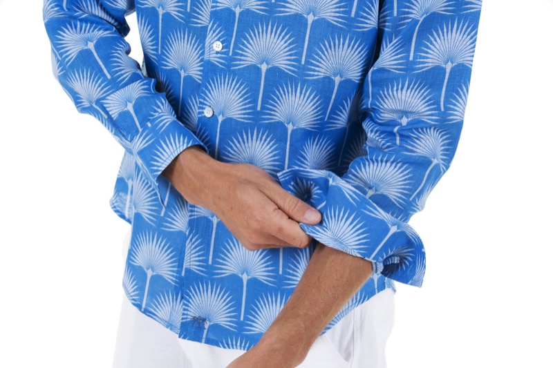 Linen shirt palm mid blue