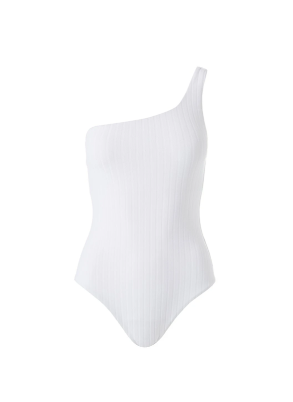 Palermo Padded Swimsuit White Ribbed
