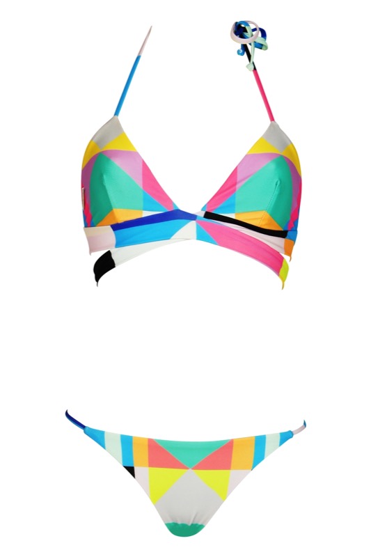 Reversible triangle bikini in Aqua