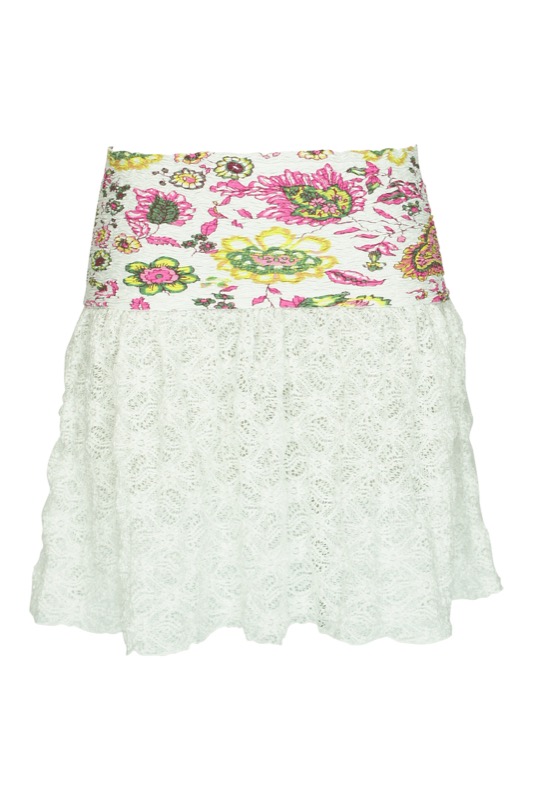 floral printed lace miniskirt 