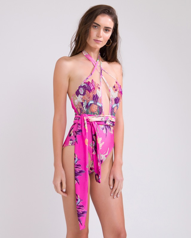 Grace Hand-Embroidered Swimsuit Pink