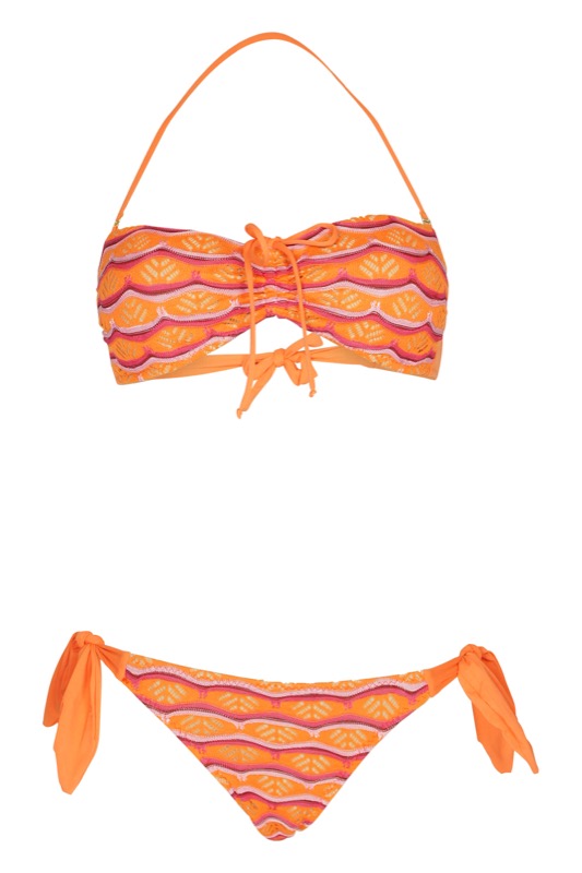 Dione padded bandeau bikini orange