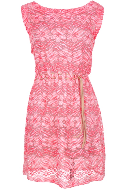 Boat neck dress in cotton lace