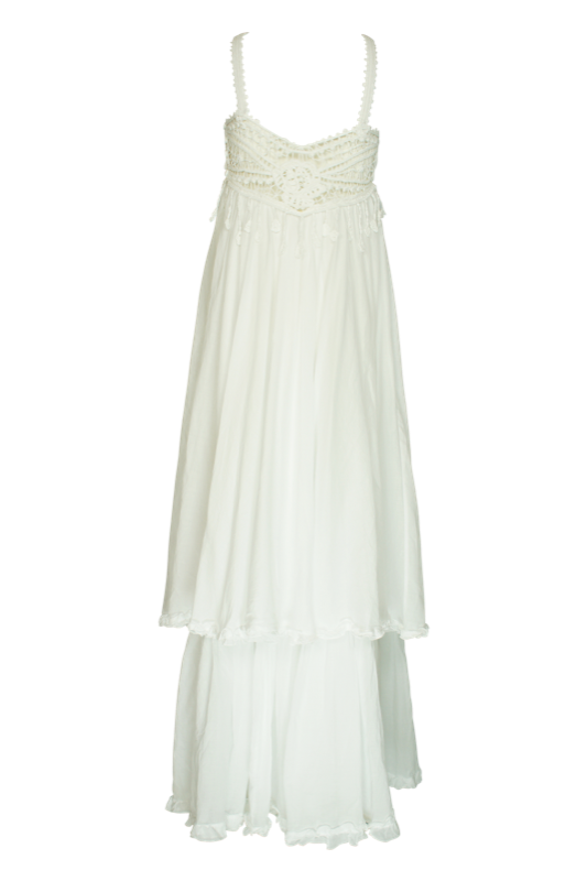 Maxi dress with crochet detail in white
