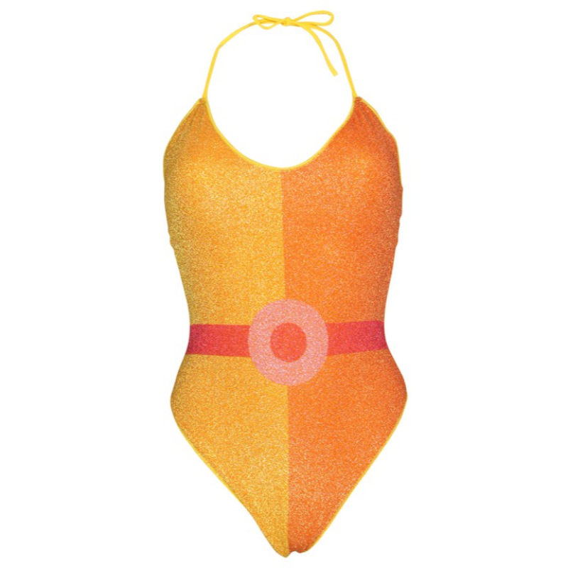 Lurex Padded Swimsuit Yellow