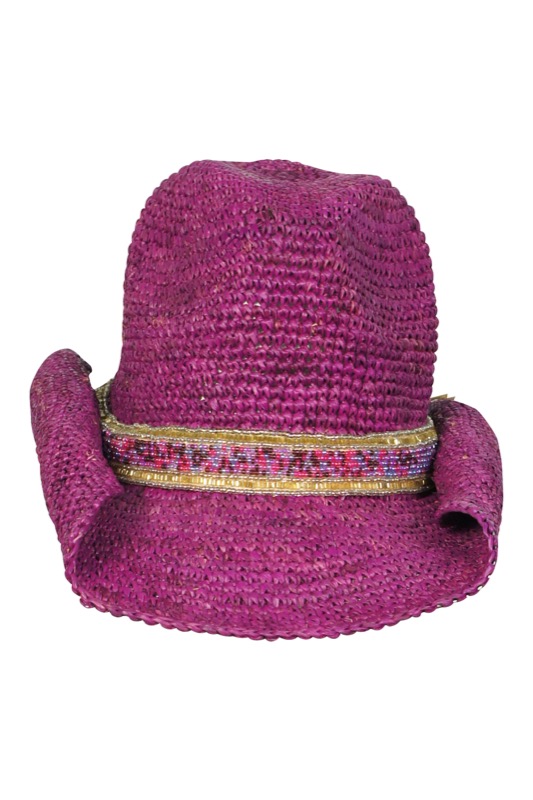 Cowboy hat in Magenta with beading