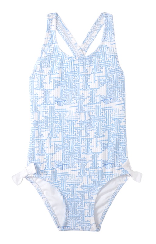 Girls Montauk Swimsuit Blue/White